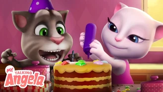 انیمیشن گربه سخنگو زمان کیک تولد