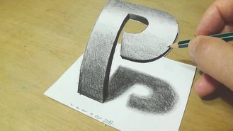 آموزش نقاشی سه بعدی حرف P پی