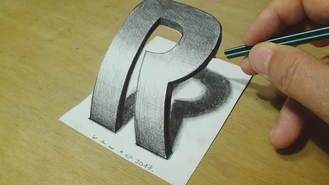 آموزش نقاشی سه بعدی حرف R آر
