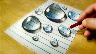 آموزش نقاشی سه بعدی قطرات آب