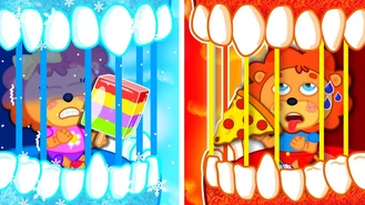 کارتون خانواده شیر / چالش غذای گرم در مقابل سرد / آموزش عادات سالم برای محافظت از دندان