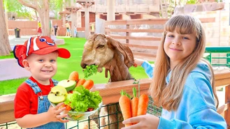 برنامه کودک دیانا و روما / غذا دادن به حیوانات در باغ وحش پارک امارات  